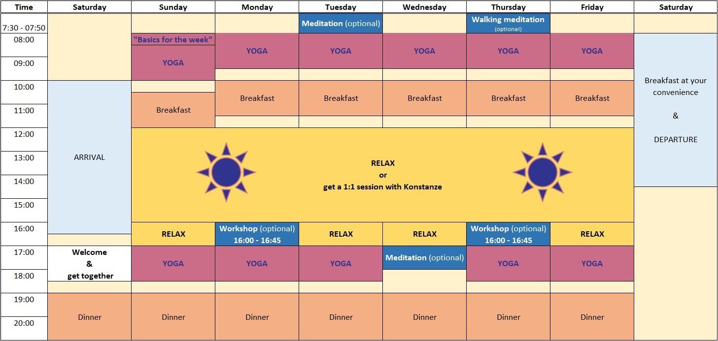 Zeitplan Yoga Retreat 