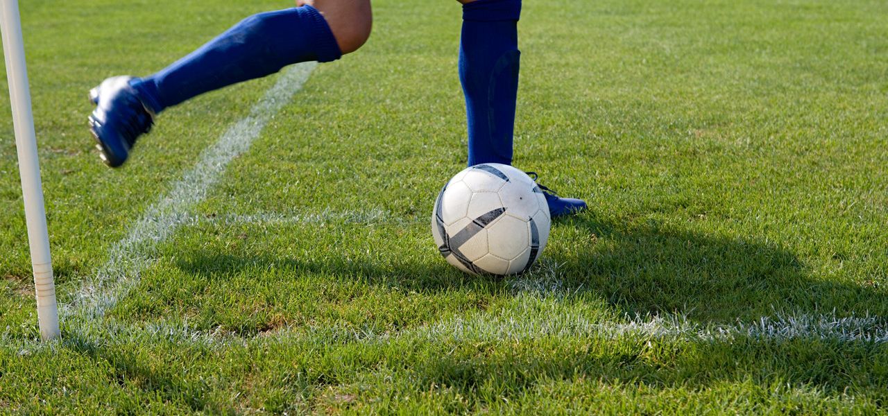 Group of youth football training