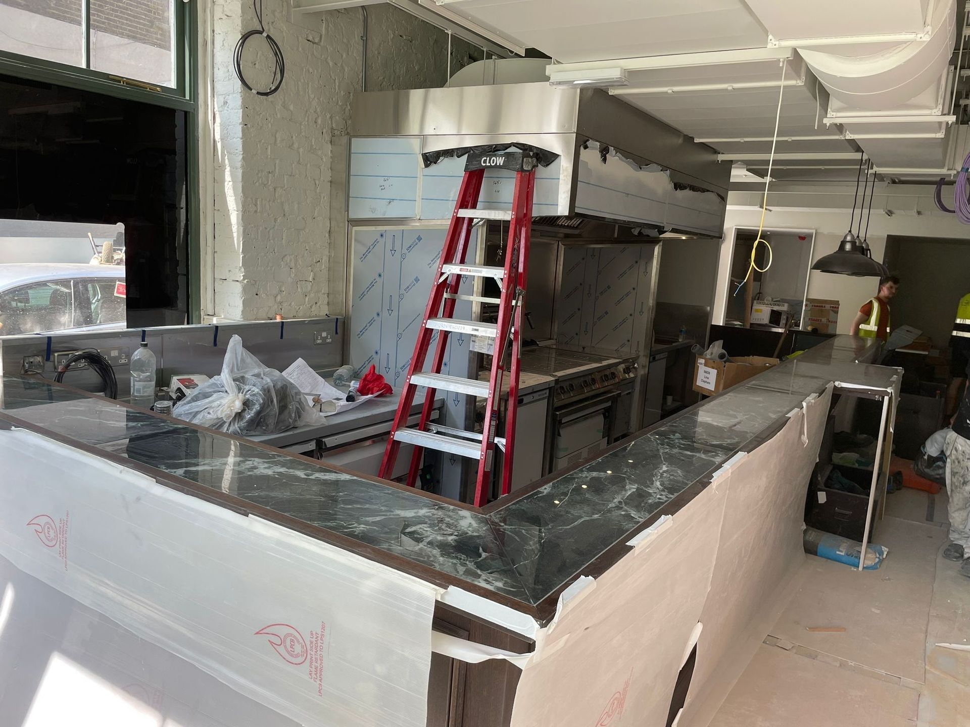 Marble countertop placed onto the kitchen