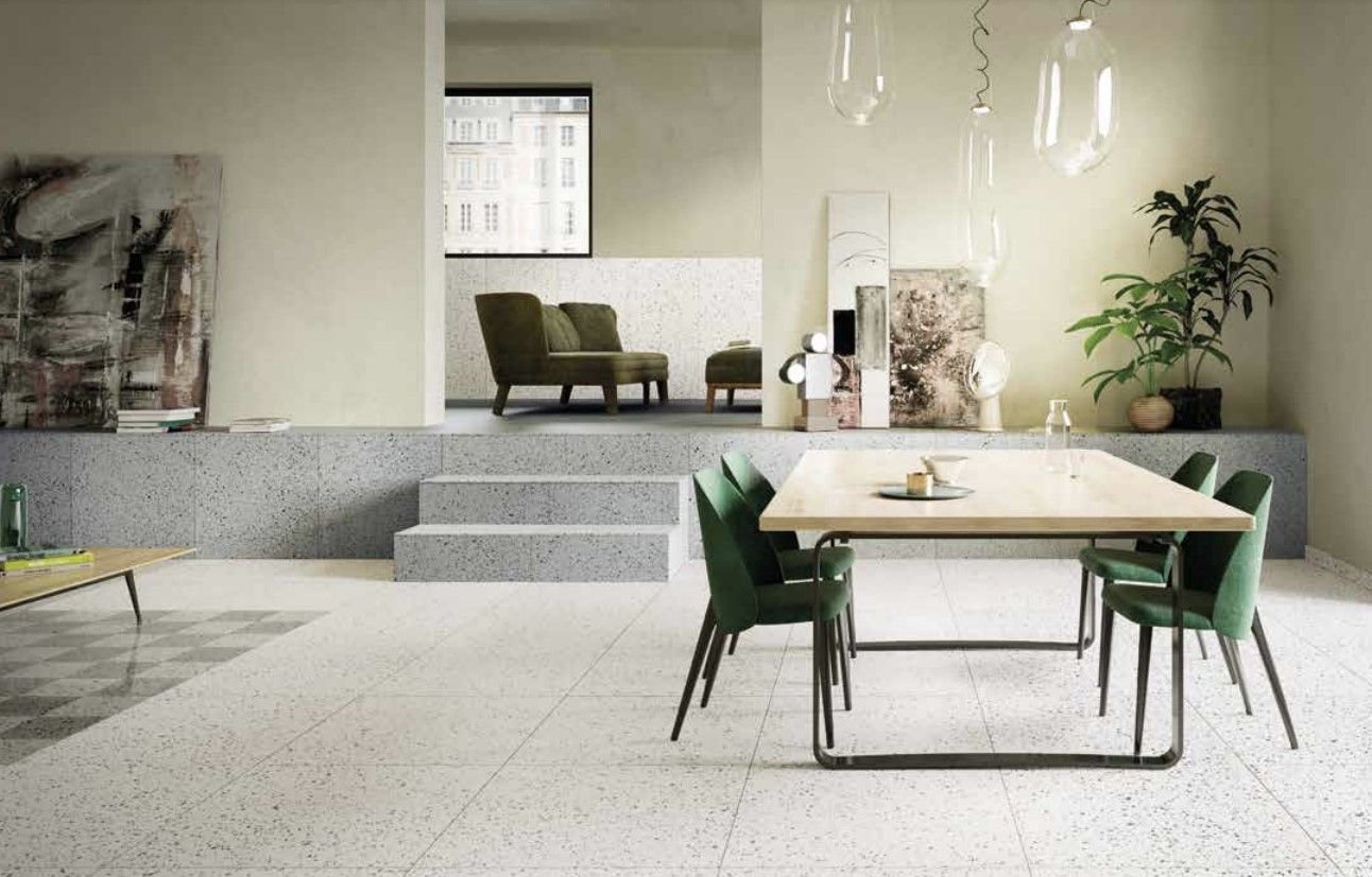 terrazzo tiles used in a dining residential area