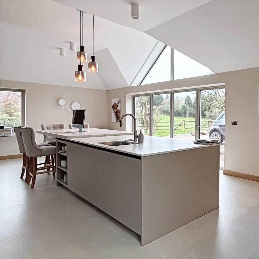 Milan white floor tile used in a modern kitchen in a large house