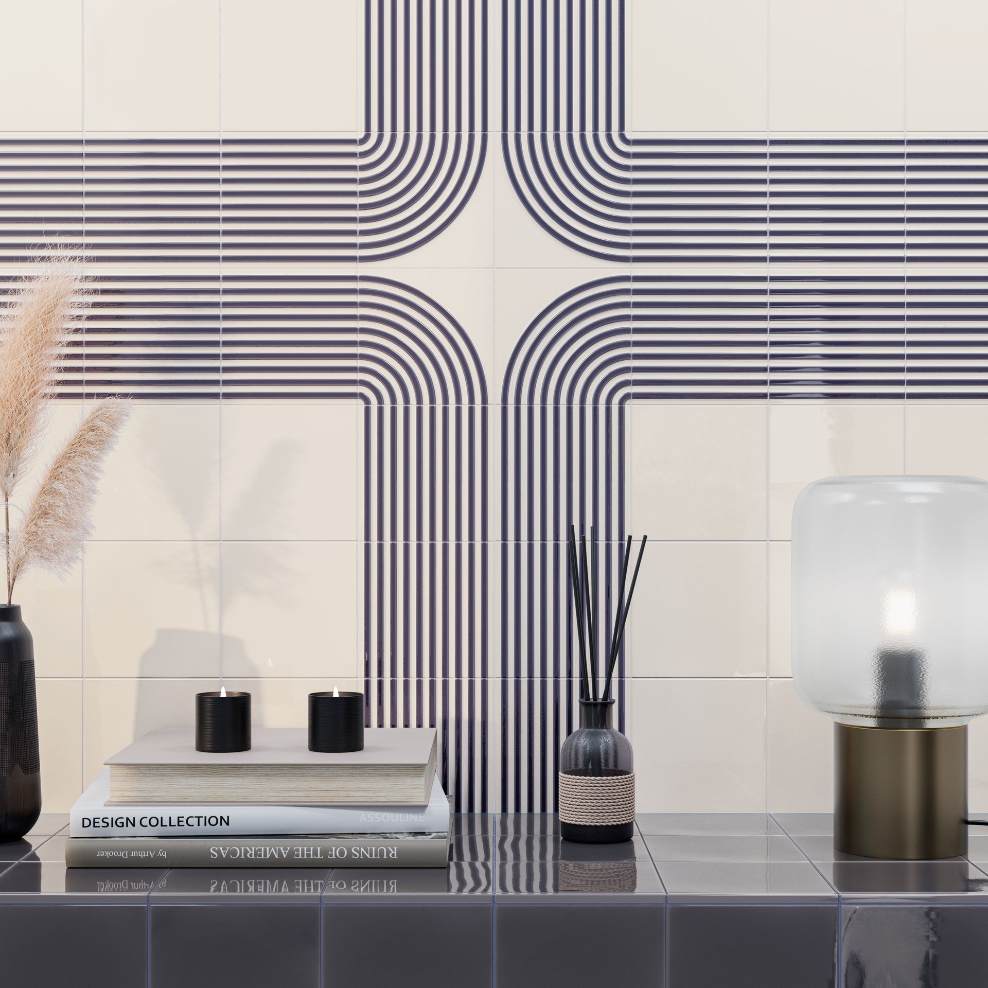 a fun pattern created with our wall tiles from the kai range.