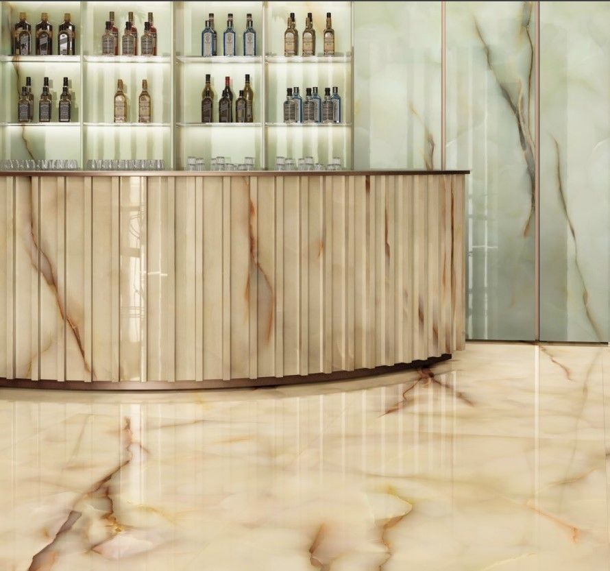 Dolce green and beige used on the floor wall and desk of modern office