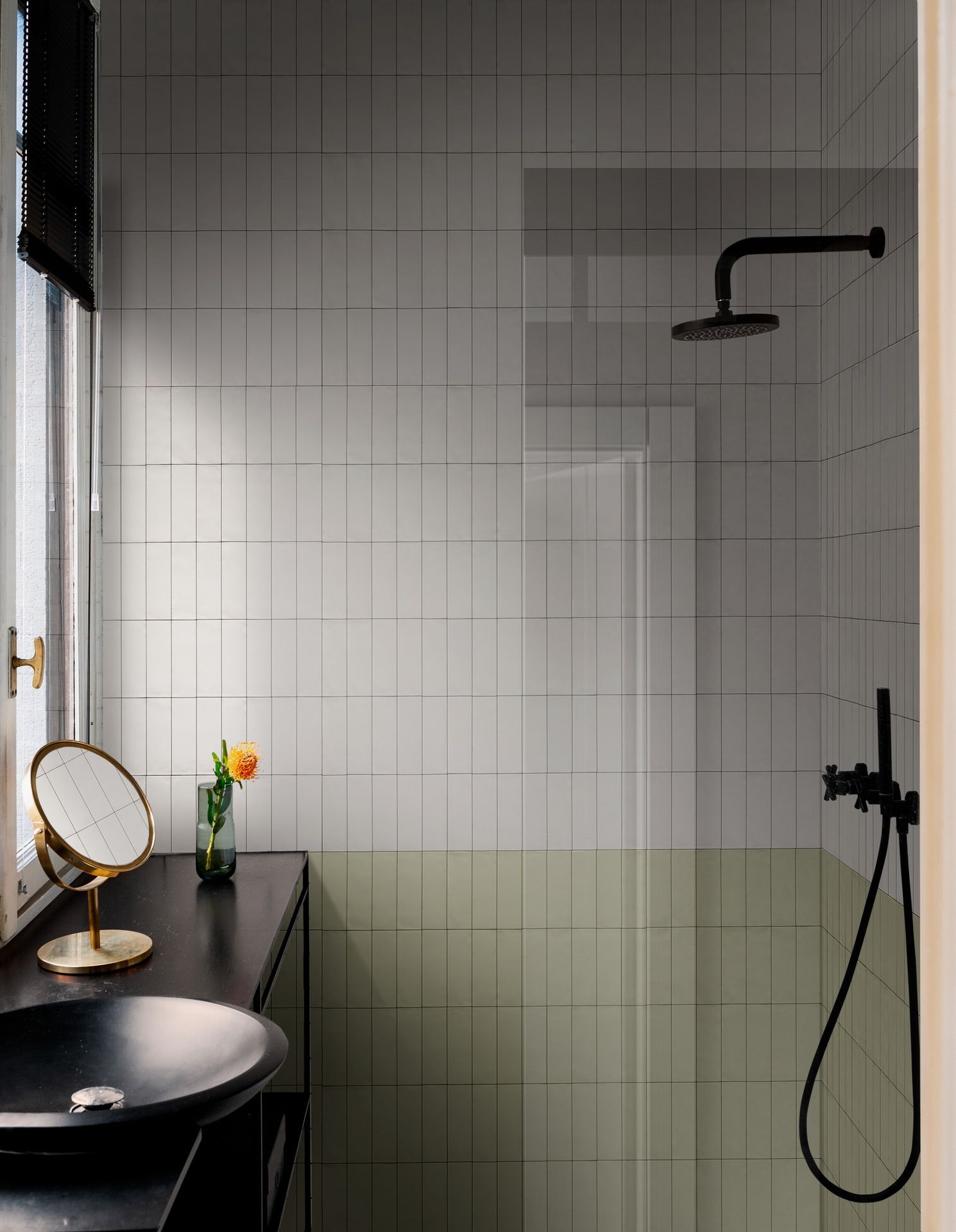 White candy flat wall tiles used in a modern apartment