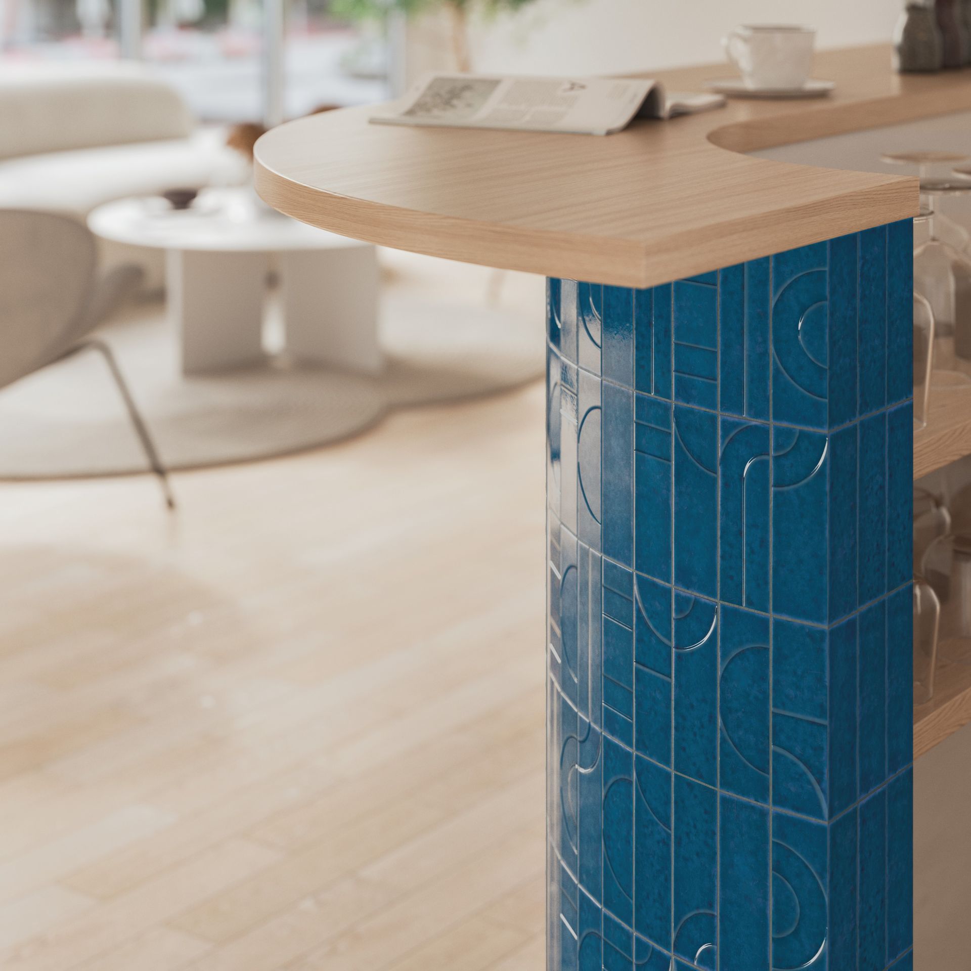 Phoenix blue used to make a stand of a desk