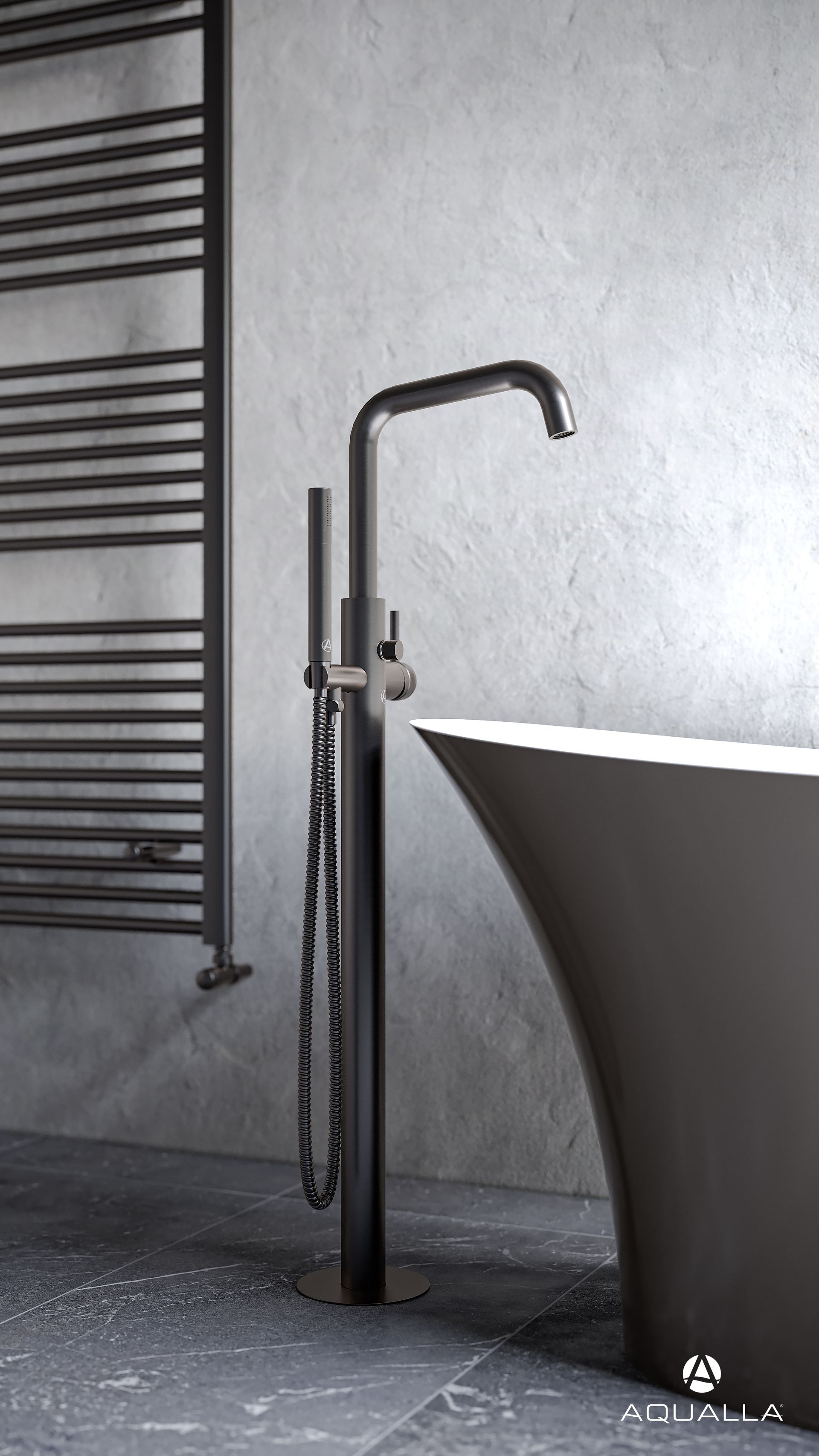 Close up of the bath tap and towel ral