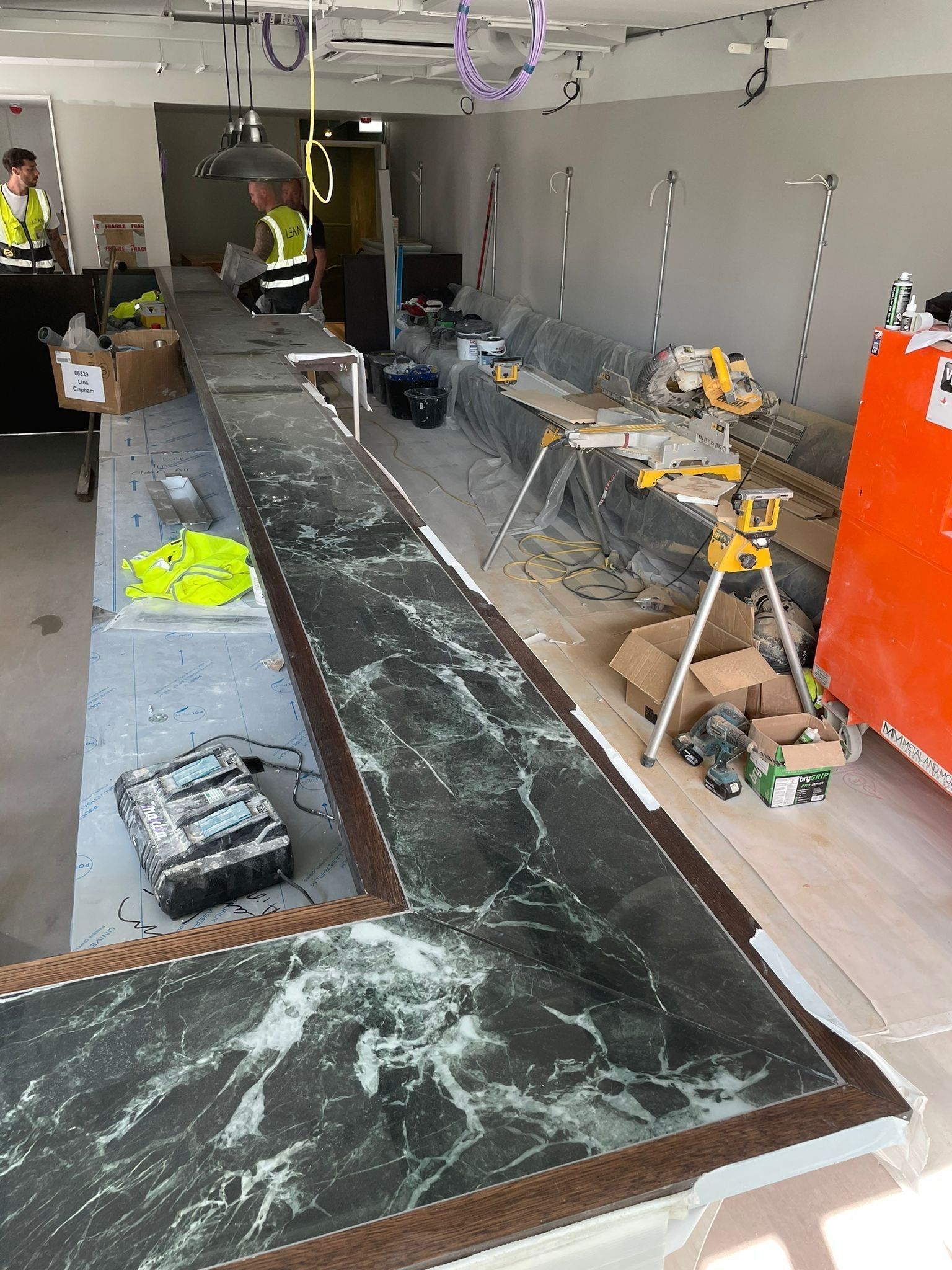 Bespoke countertop being made and prepared