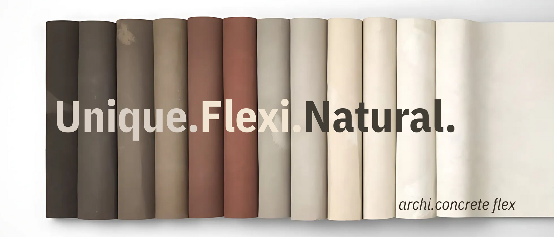 Multiple colours of the Archi.Concrete folded into rounded sheets