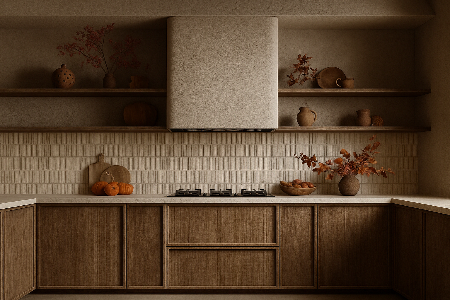 Embrace autumn with warm lighting, textured tiles and earthy tones. Discover cosy interior ideas