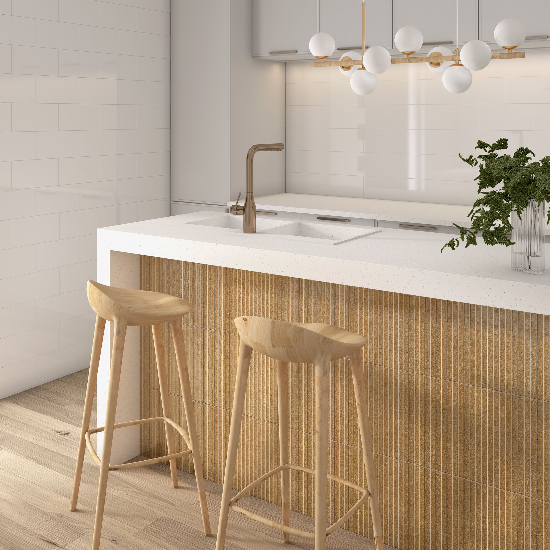 Pinstripe Fluted used on a kitchen island