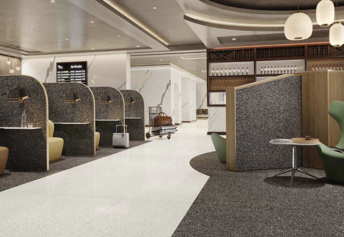 terrazzo tiles  used in a commercial design such as booths
