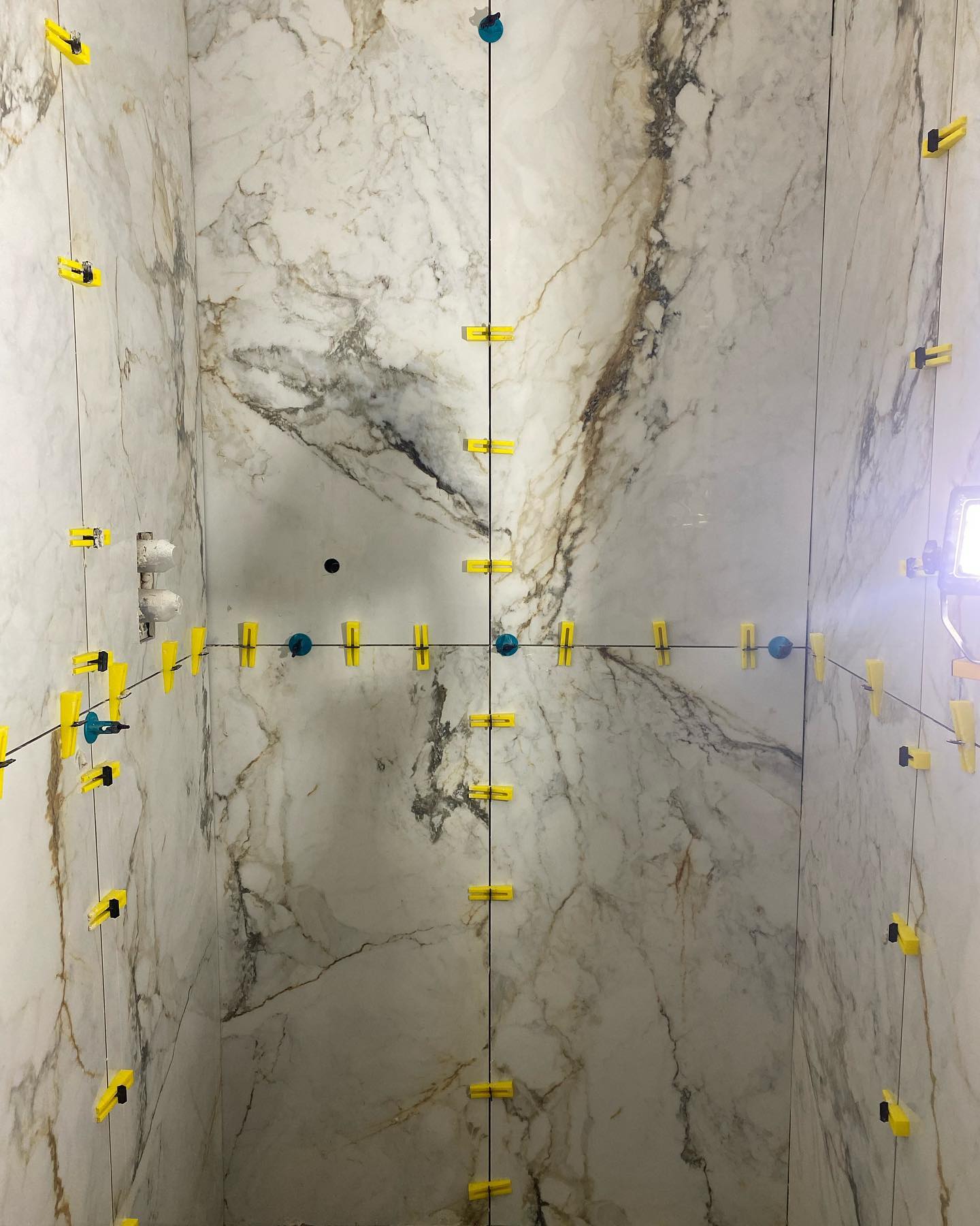 close up of white marble wall tiles