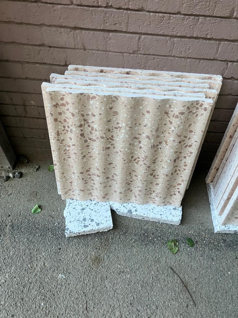 Terrazzo effect fluted tiles