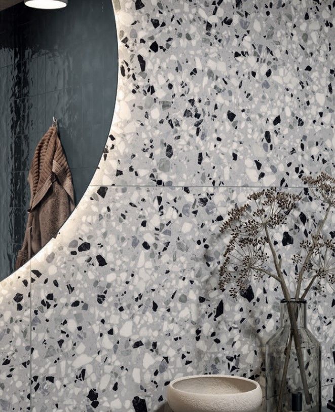 Terrazzo effect used on the wall, Ritz is the trendiest tile out at the momment