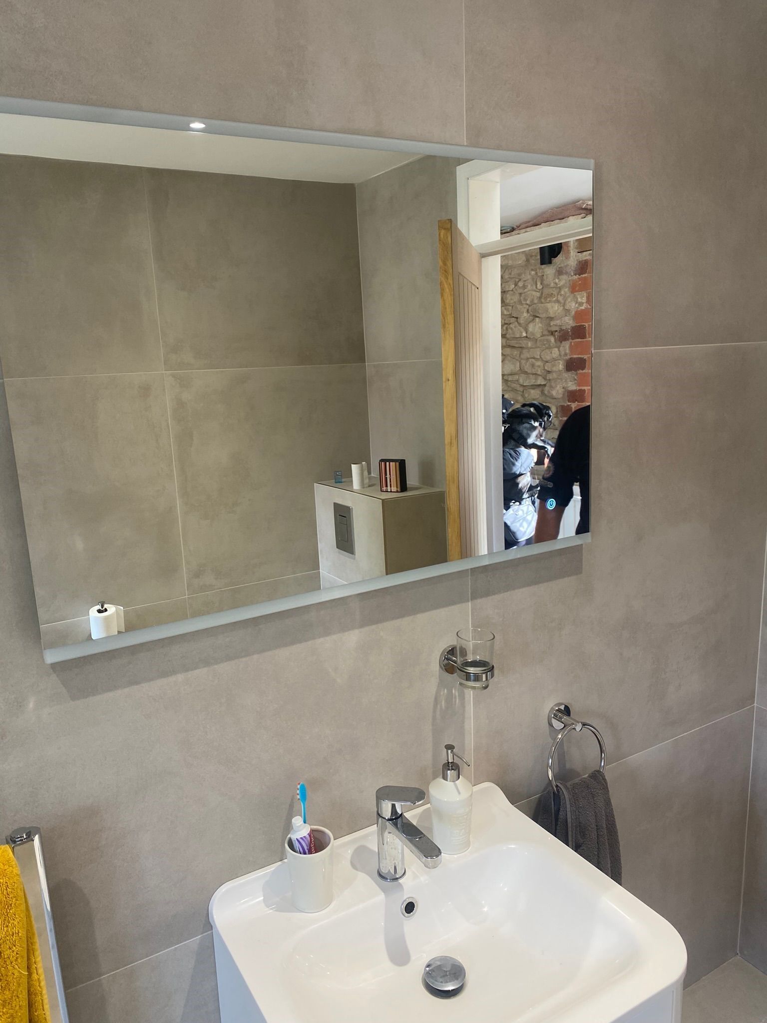 Athens gris 90x90 bathroom tiles used in a modern homes bathroom