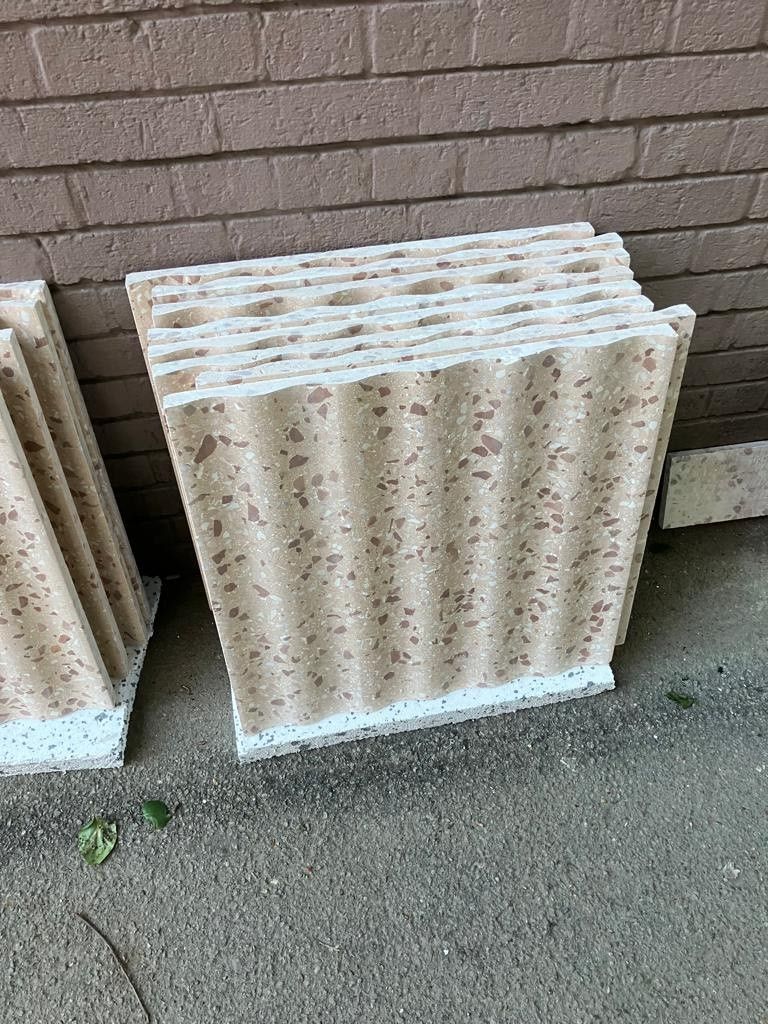 Terrazzo effect fluted tiles
