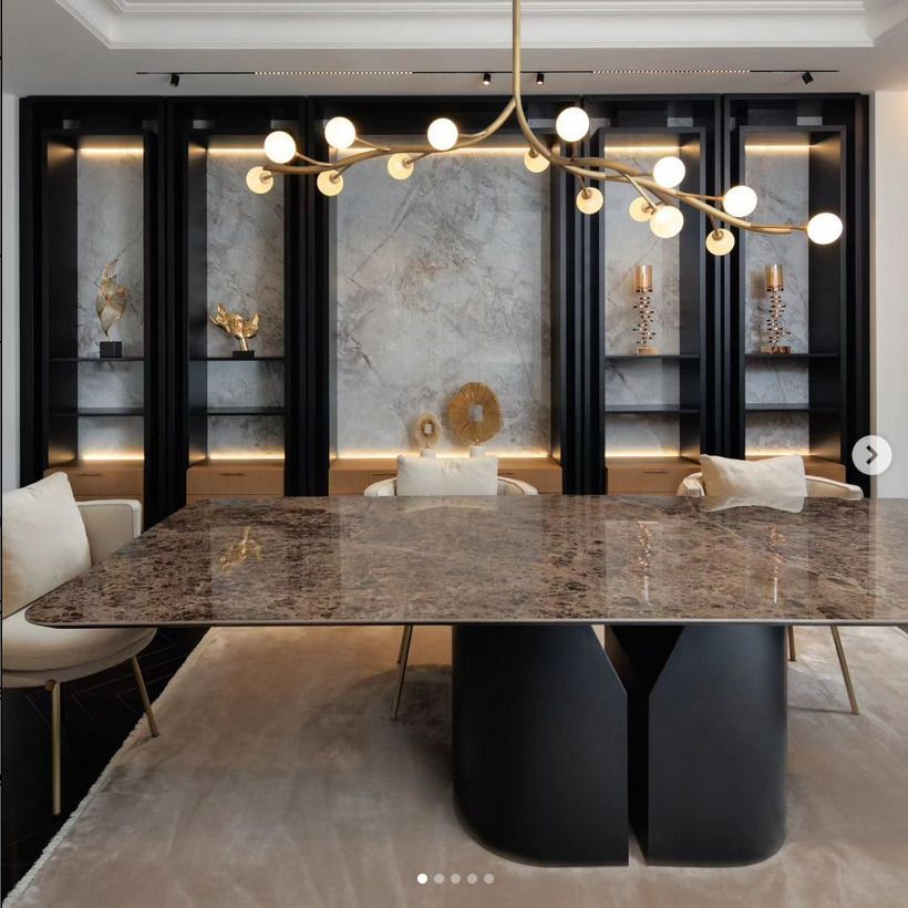 Bespoke Marble gloss table with cream chairs