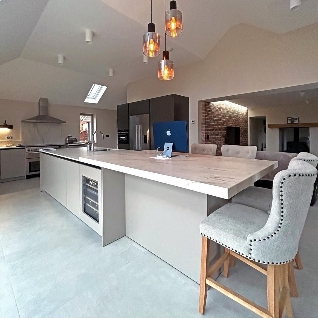 Milan White floor tile used in white themed kitchen