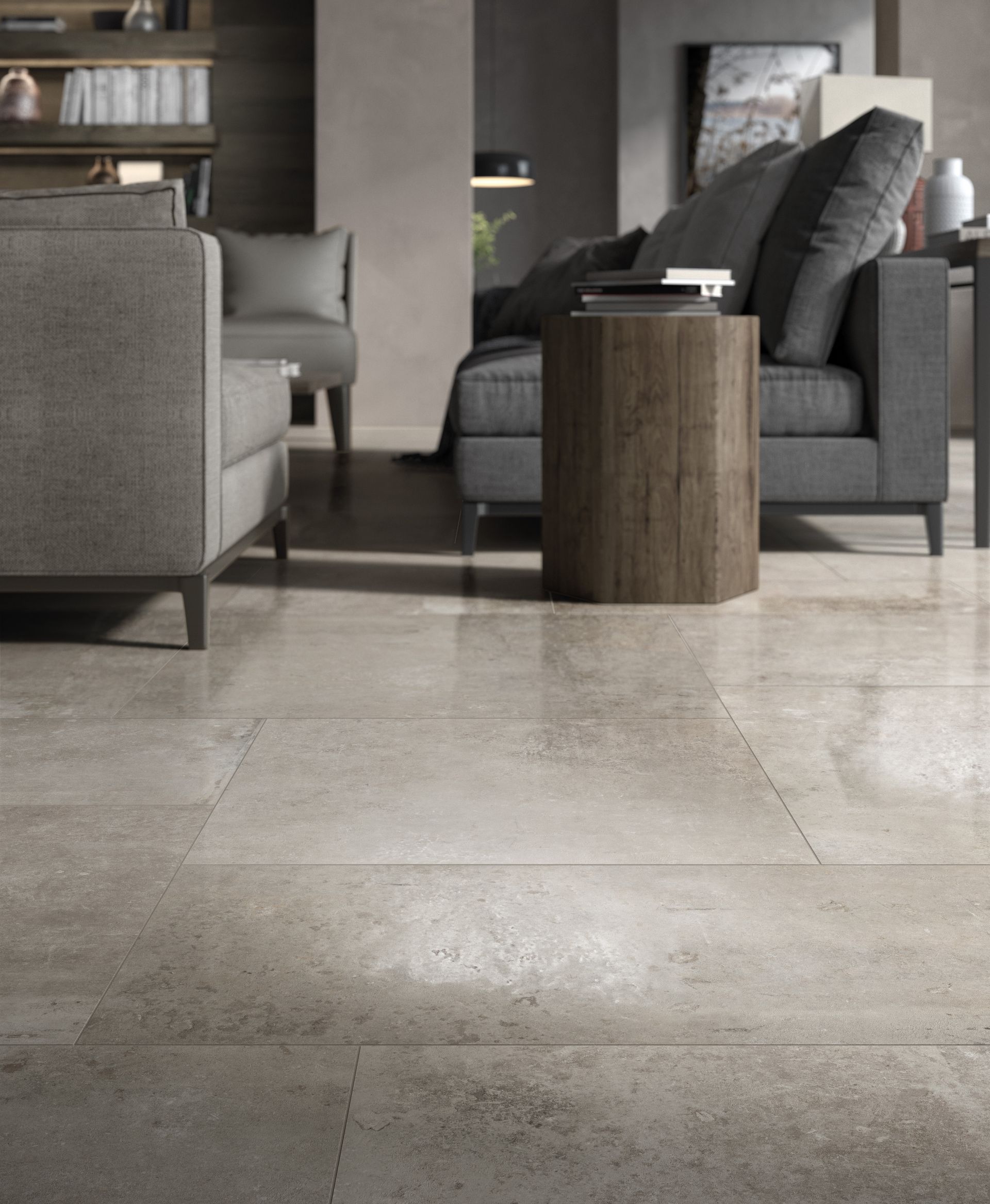 Close up of the floor limestone effect