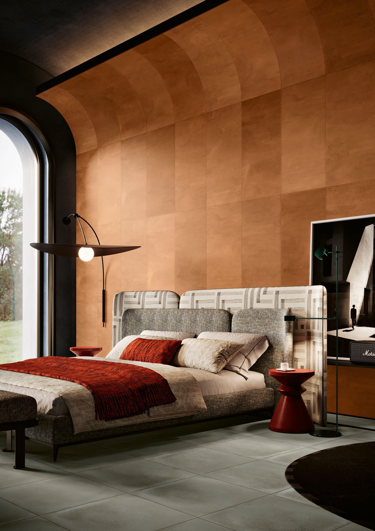 archi.concrete flex used in a bedroom on a feature wall