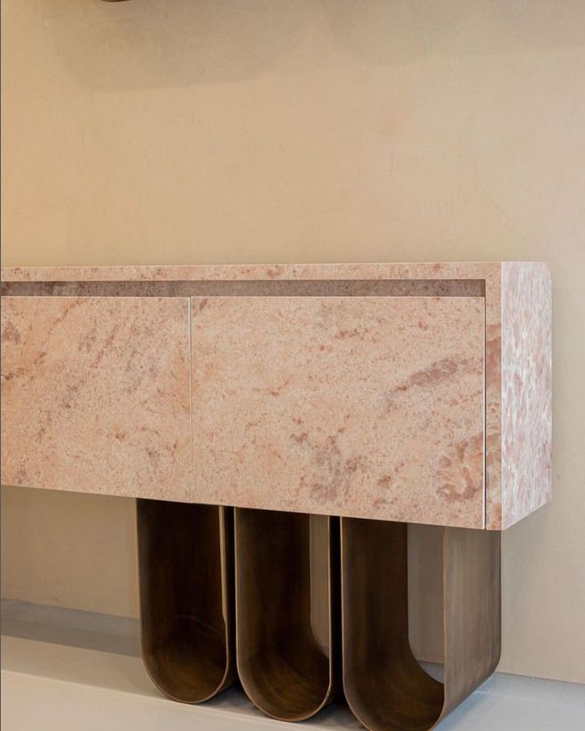 Bespoke cupboards made from marble effect