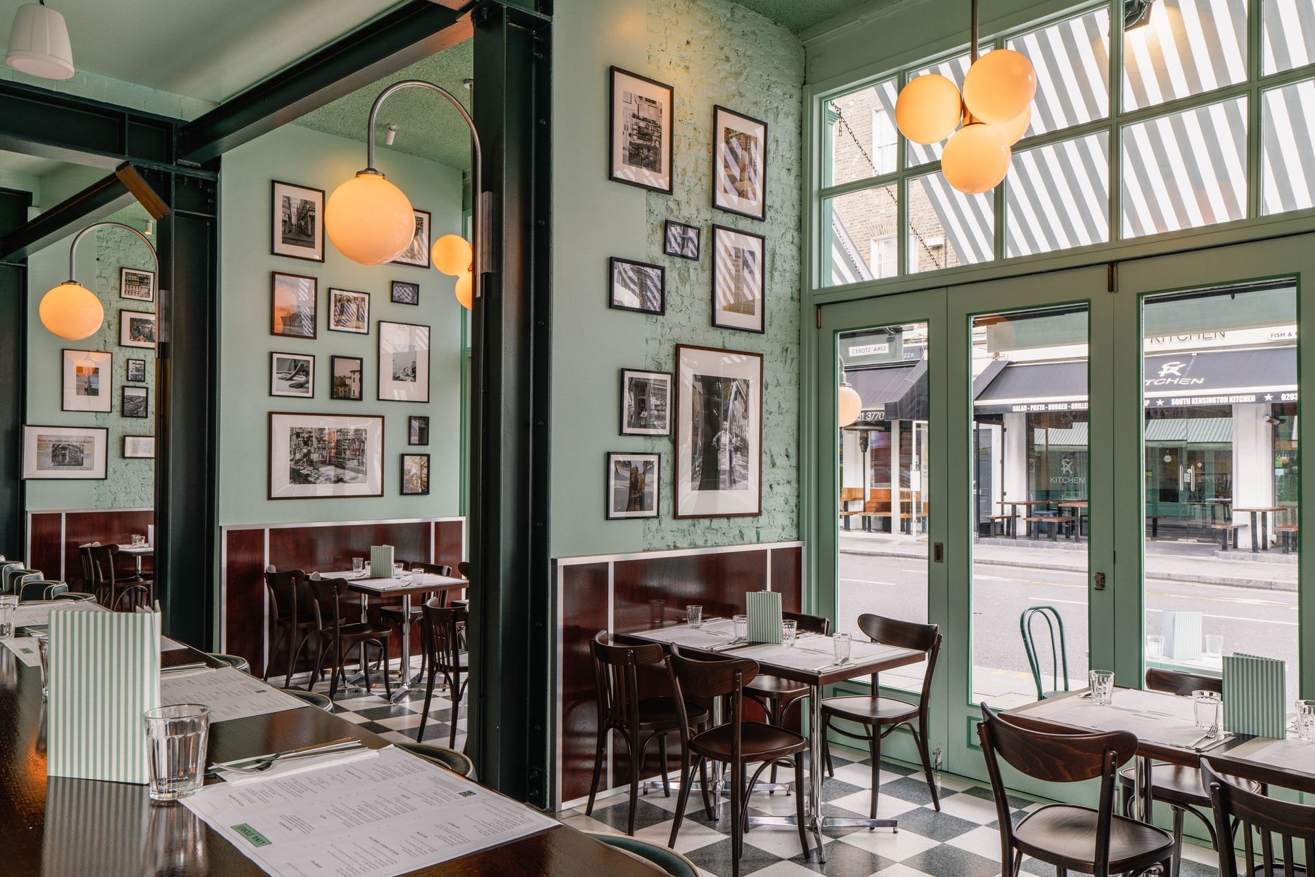 sitting and eating area in a restaurant