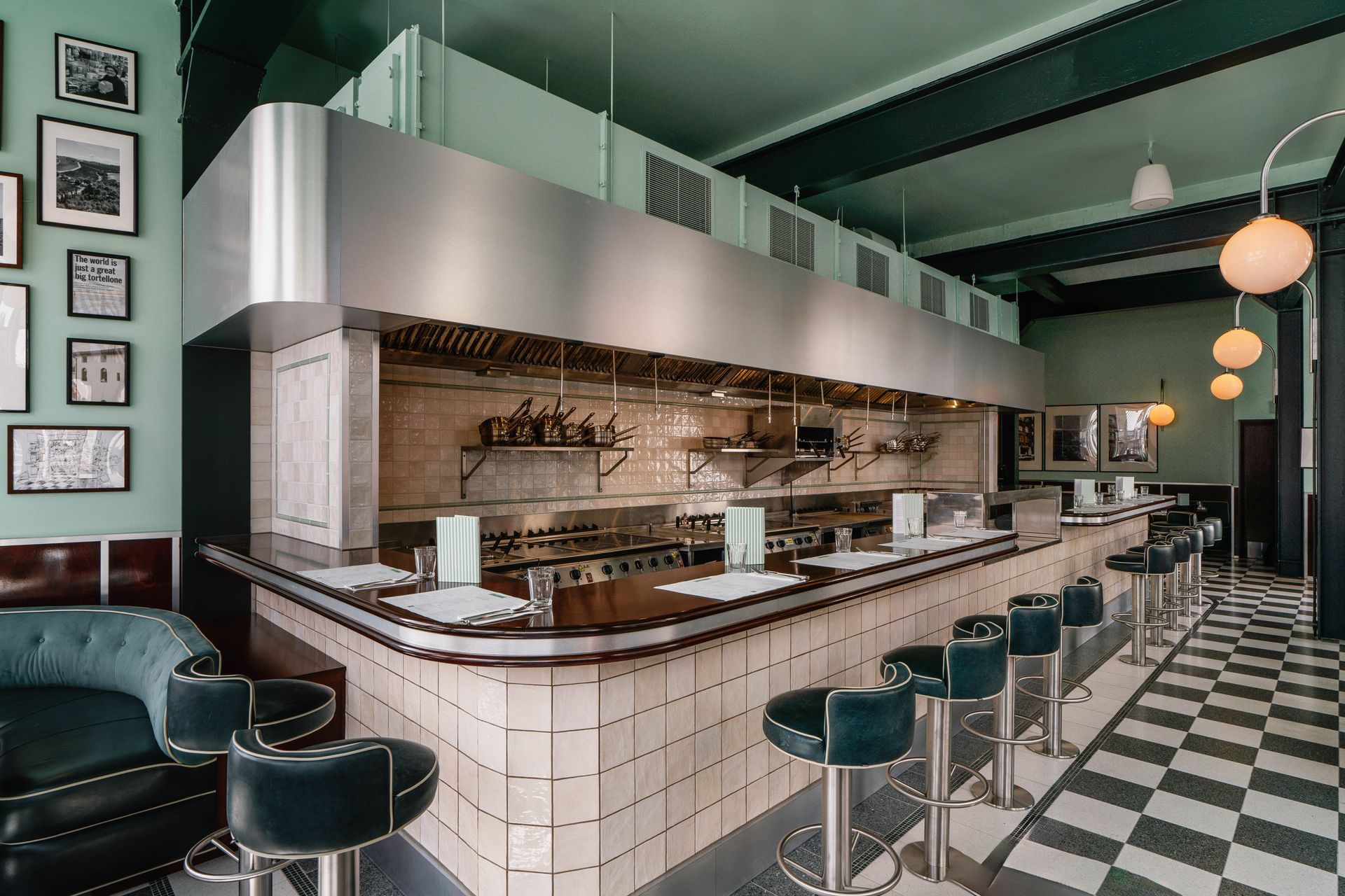 Lyon white square tiles used in the bar in lina restruant in kensington