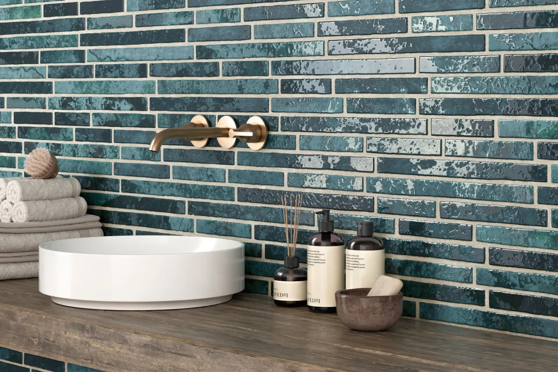 Modubrick splash back featured in the bathroom