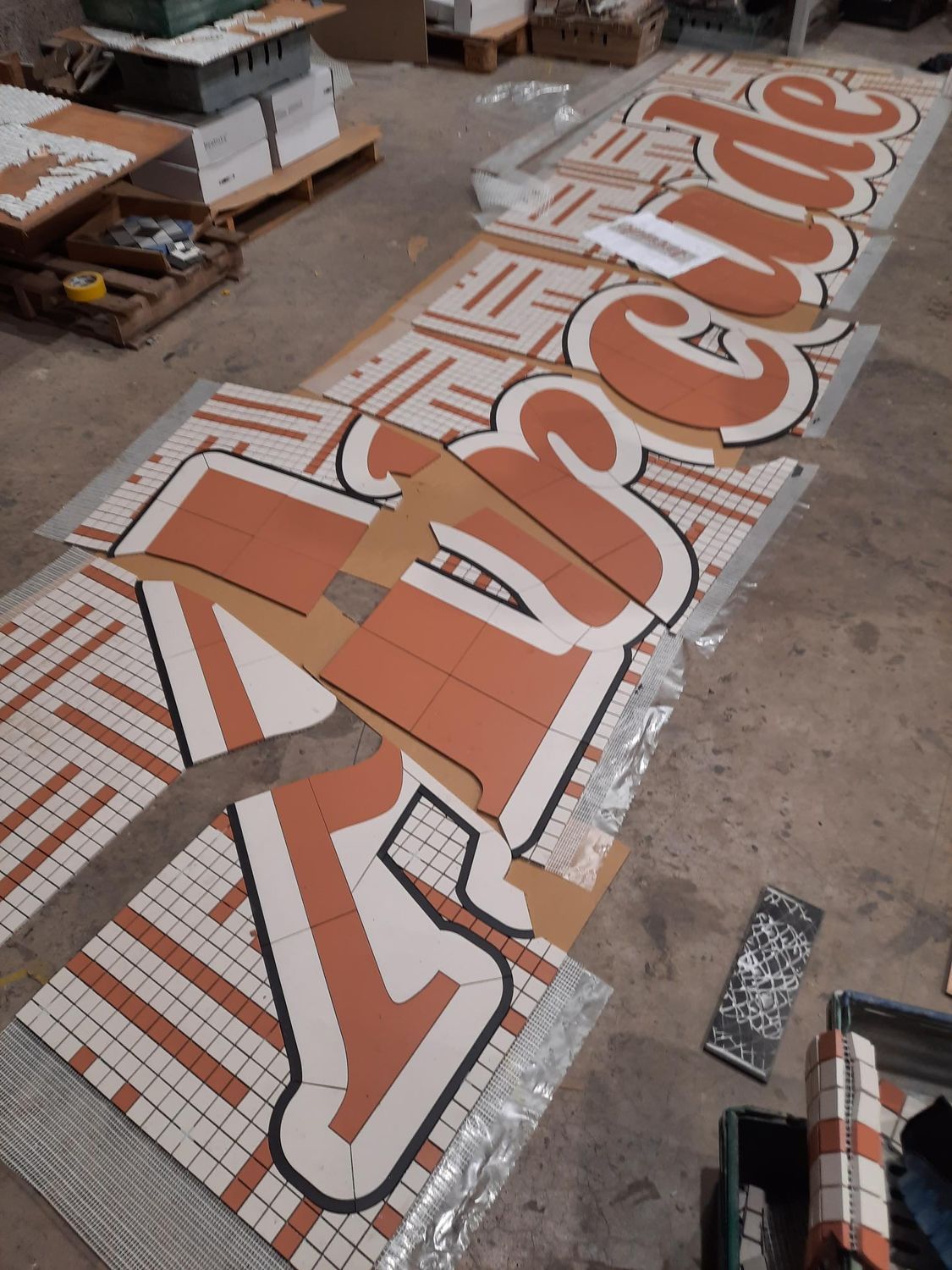 Bespoke mosaic logo made for a local arcade