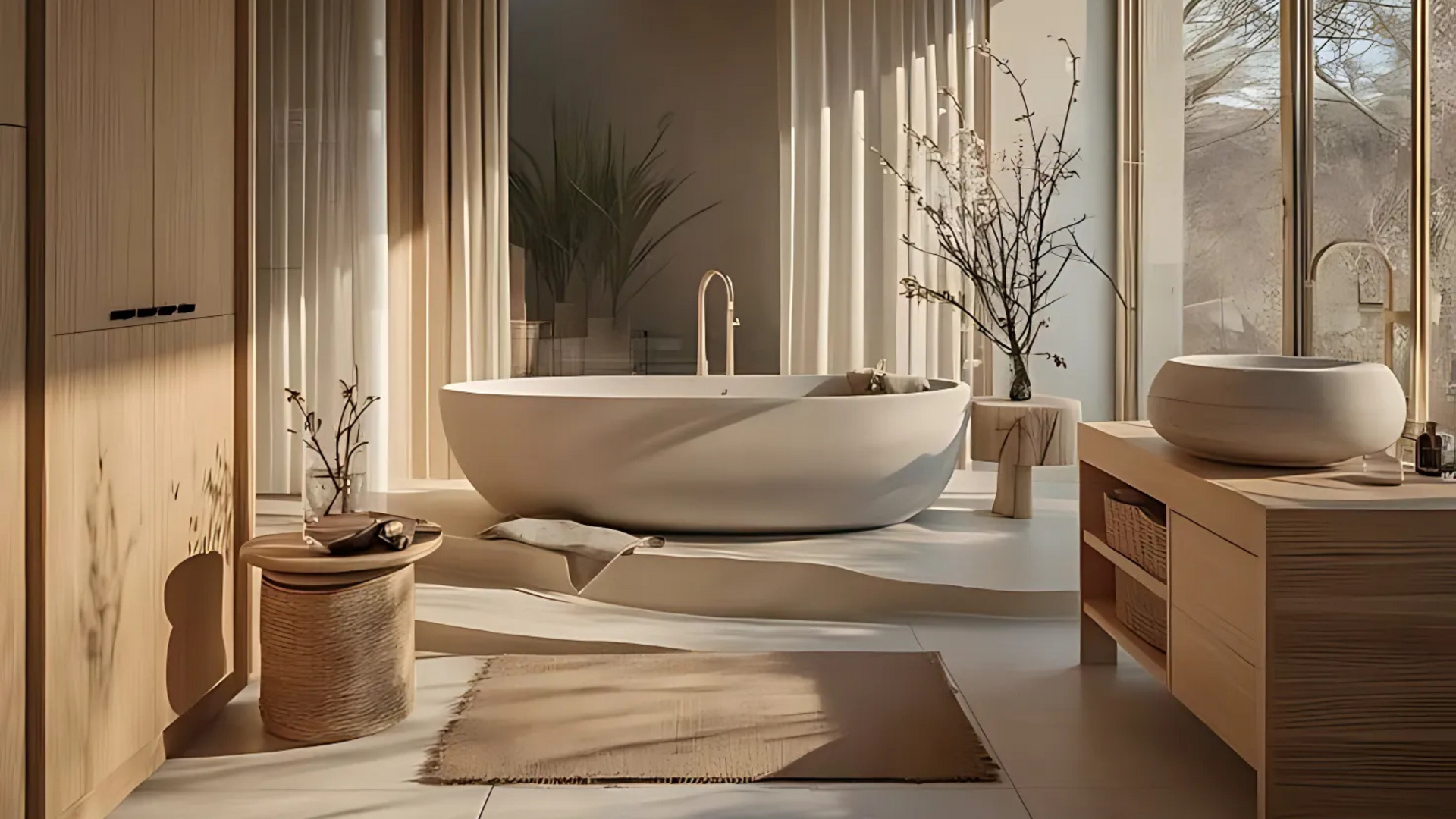 Fluted wood tiles Japandi Kitchen, Wooden Effect tiles, Open plan kitchen