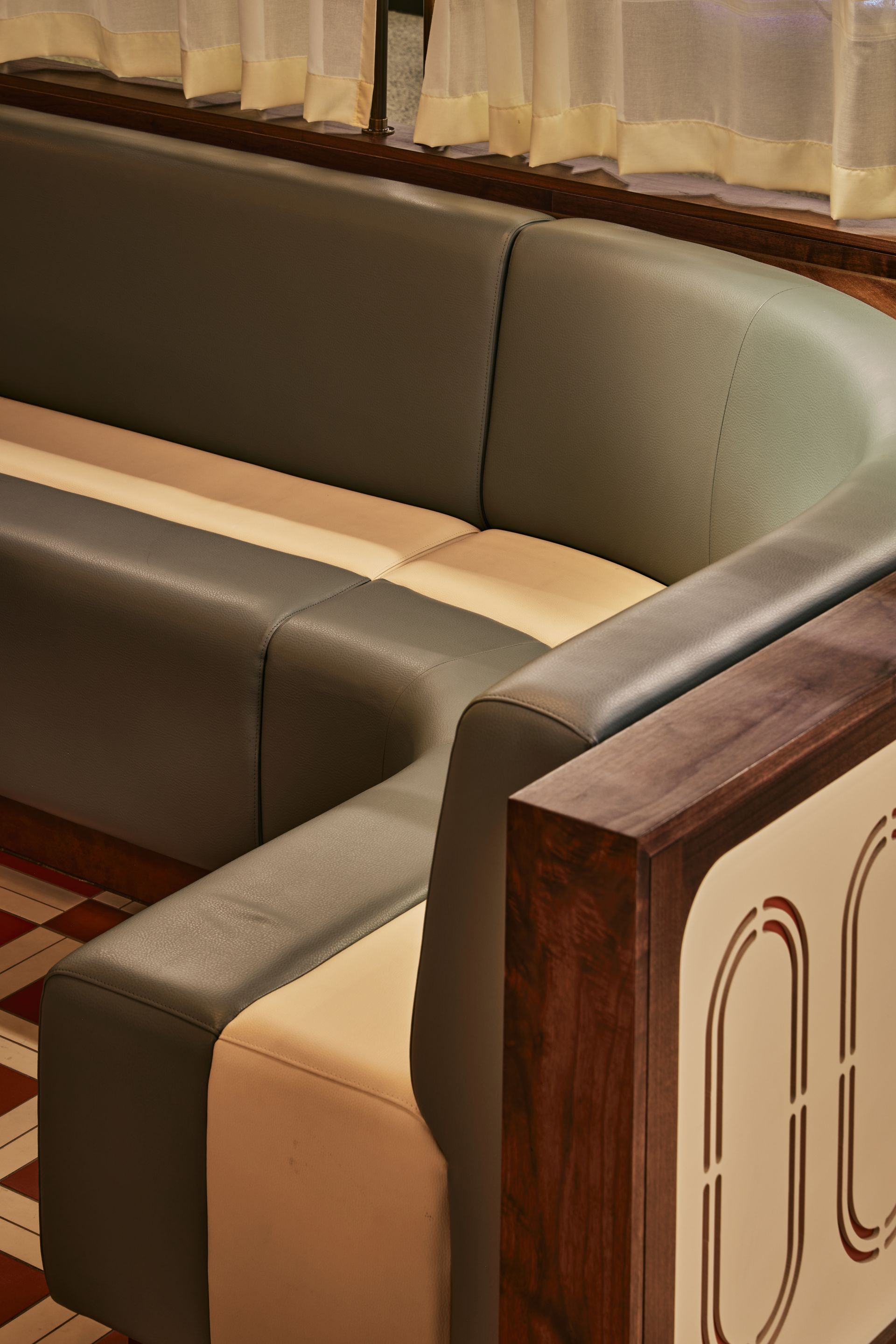 restaurant seating area with little veiw of the tiles on the floor