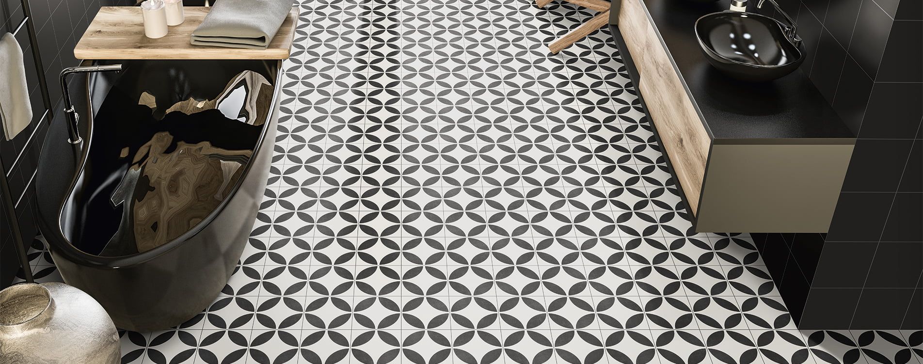 Black and white pattern tile
