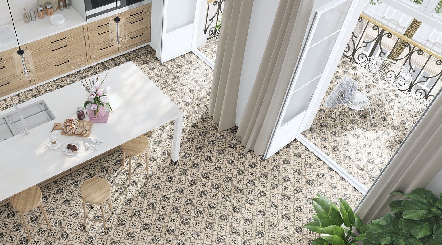 Rustico Floor pattern tiles used in dining room and outdoor balcony