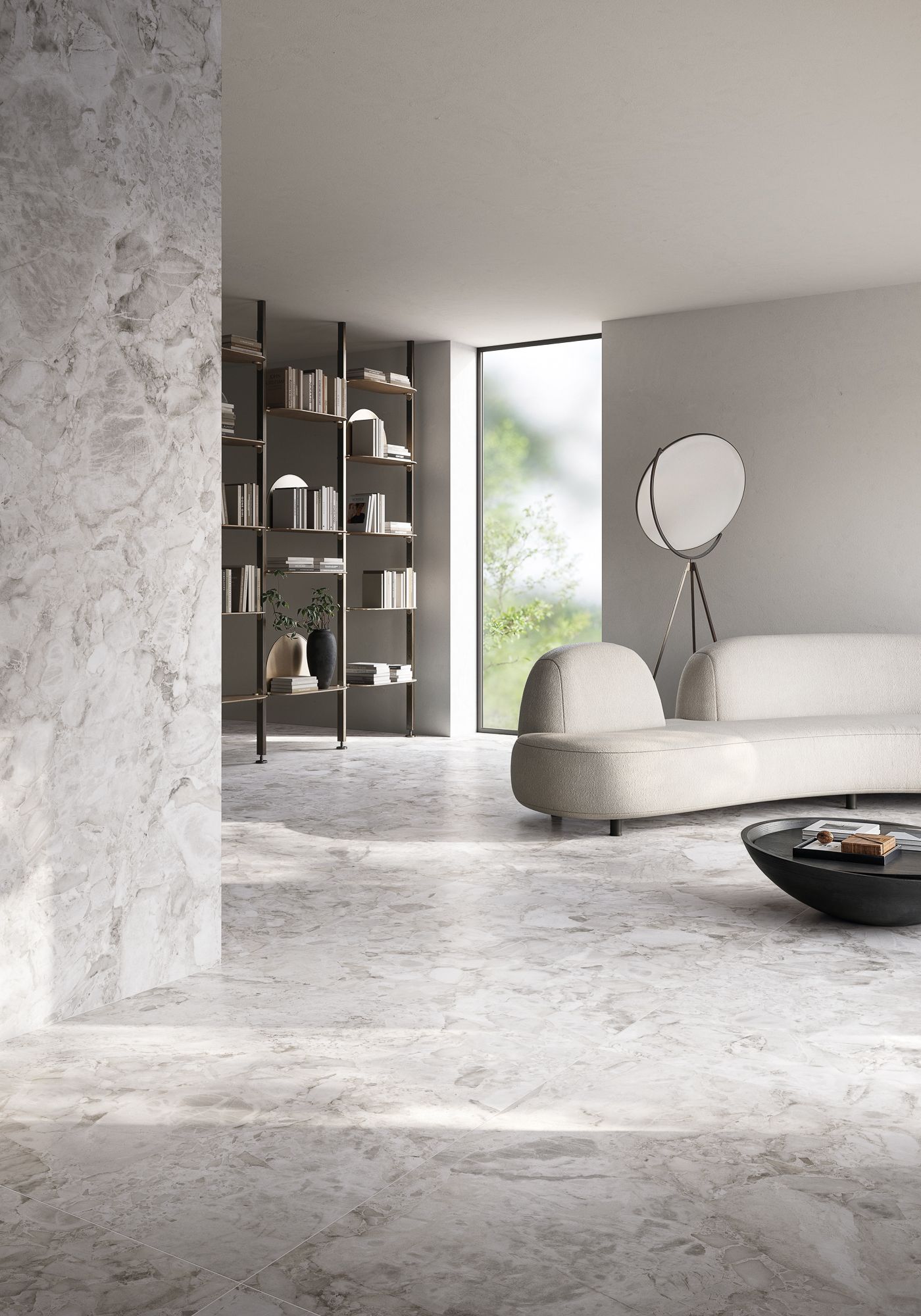 Amroe Ceppo di Used on the floors and walls of this living room