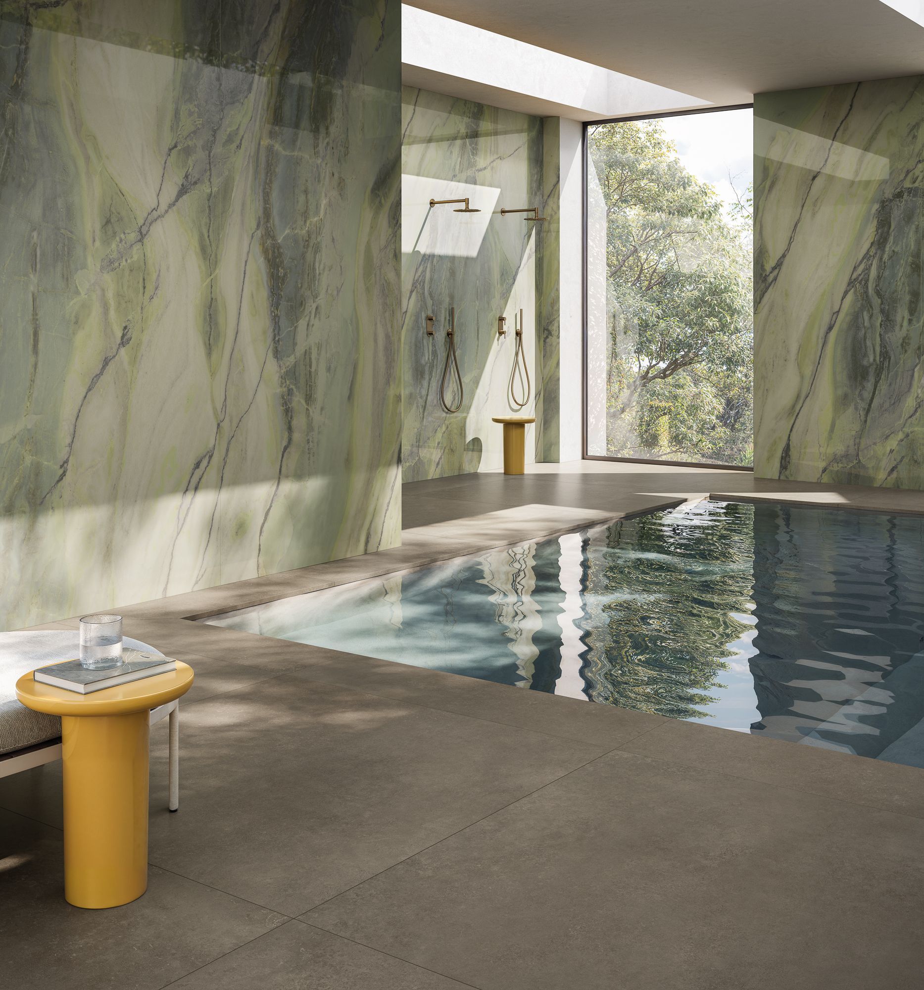 Amore Green used in the inside pool for the walls