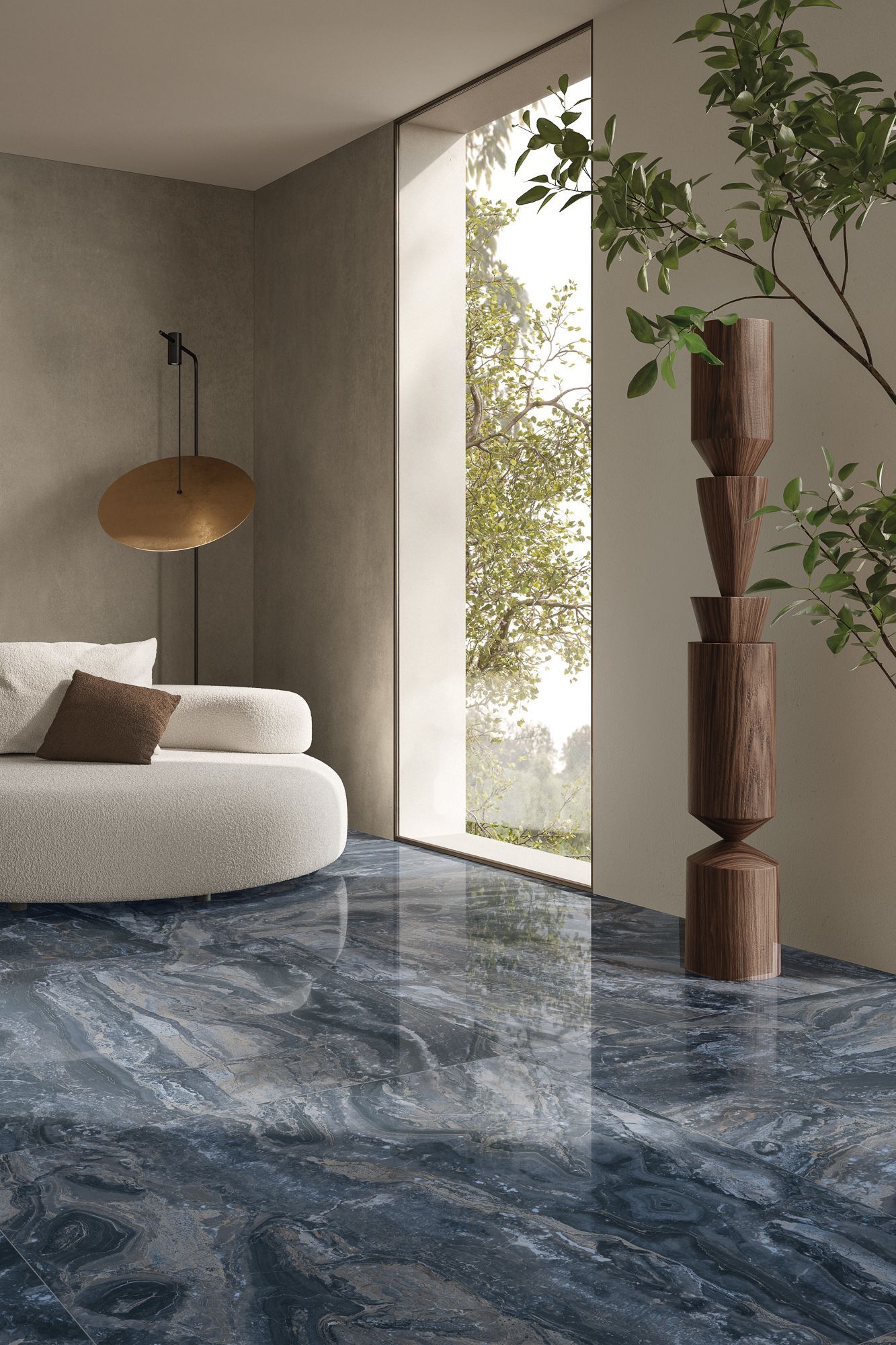 Amore blue Floor tiles used in the living room of this home
