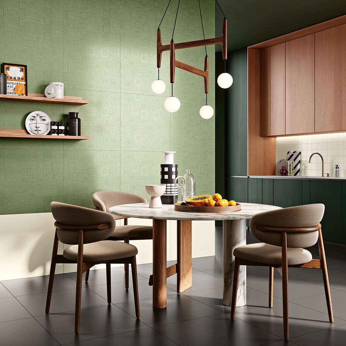 Spectrum Green wall tiles used in a resturant