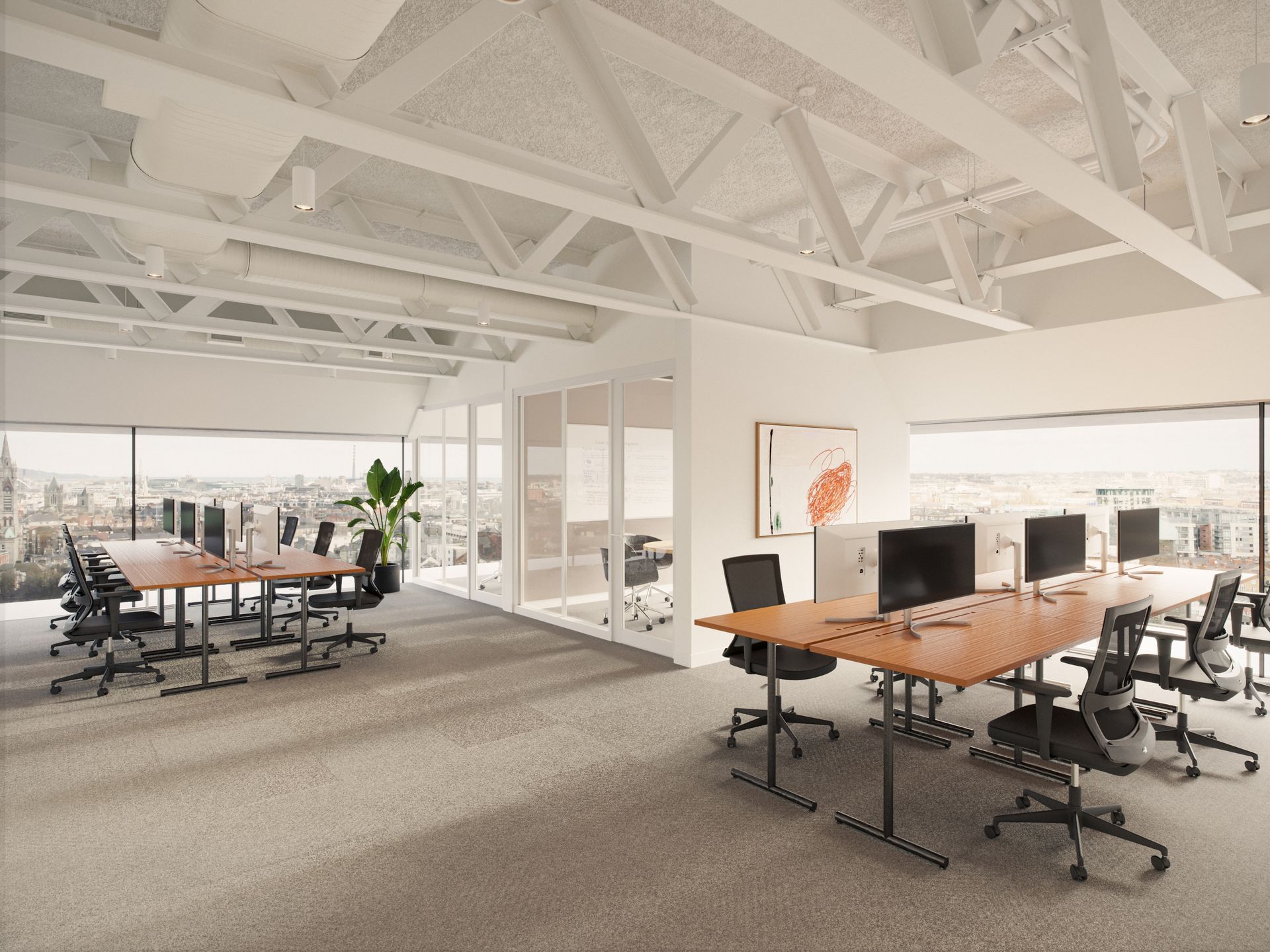 Office space with Terrazzo grey floor tile