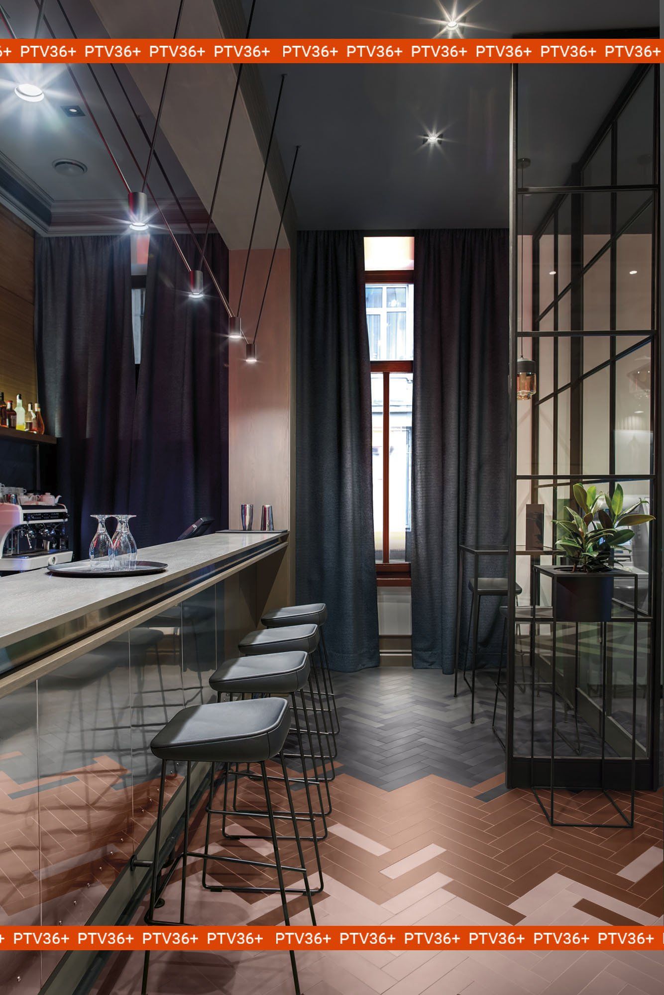 full bodied porcelain used in a bar design with a dark aesthetic