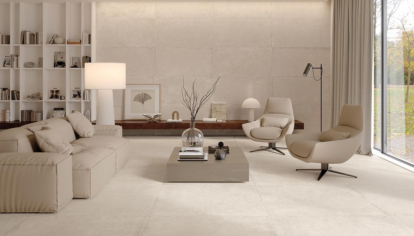 Prato used on the floor of this living room matching the beige coloured flooring