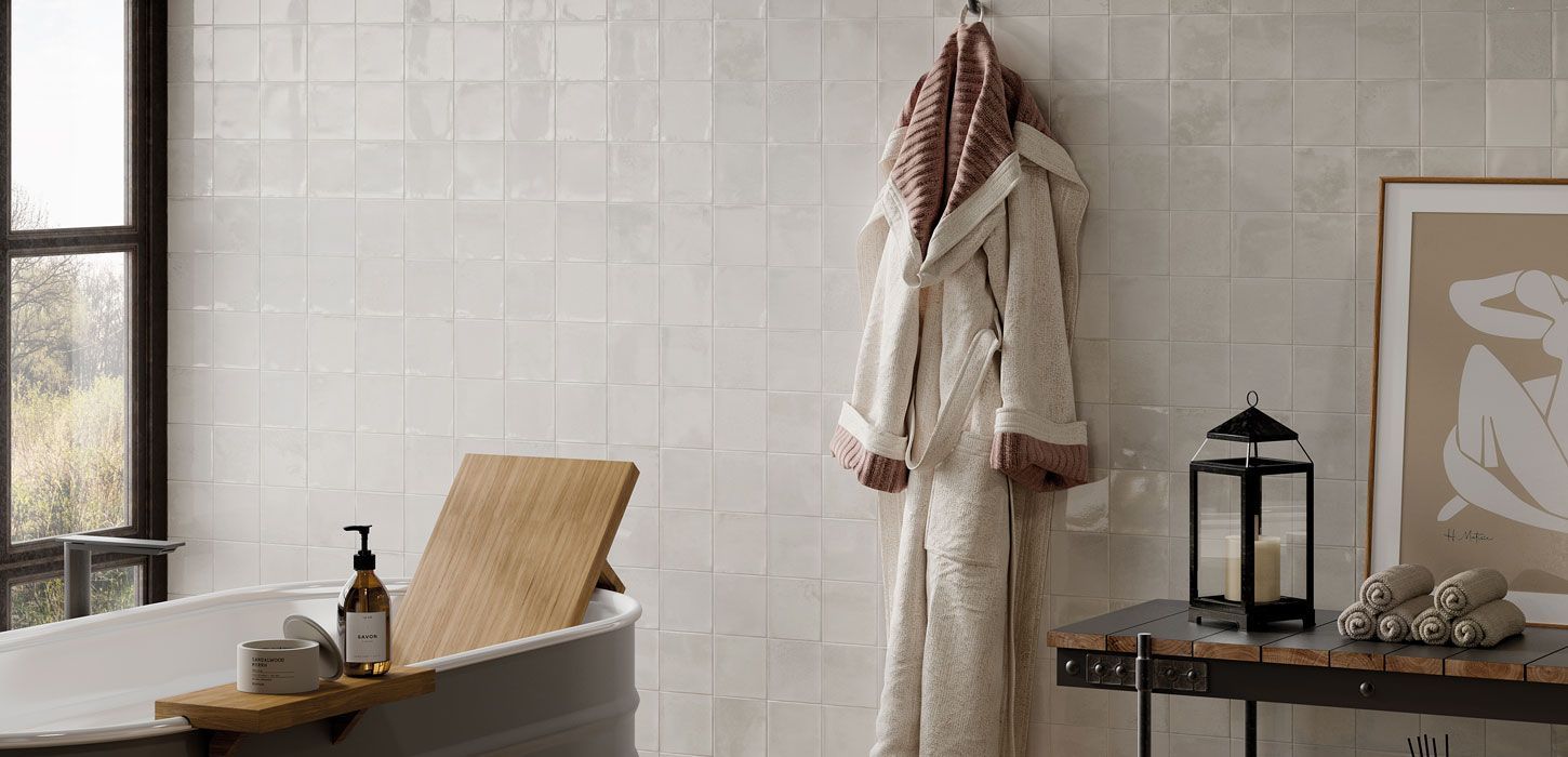Marra white wall square tile in spa room