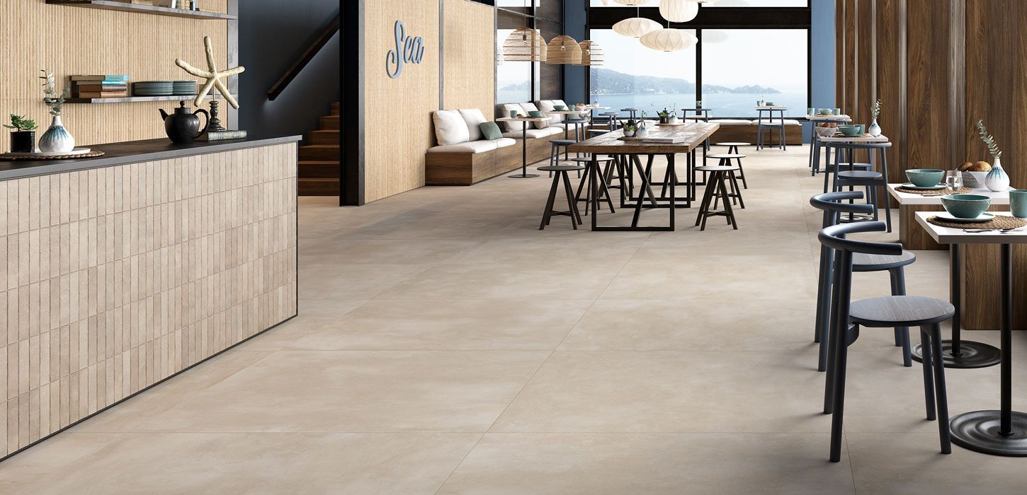 Icon Beige floor tiles used in a restaurant eating area