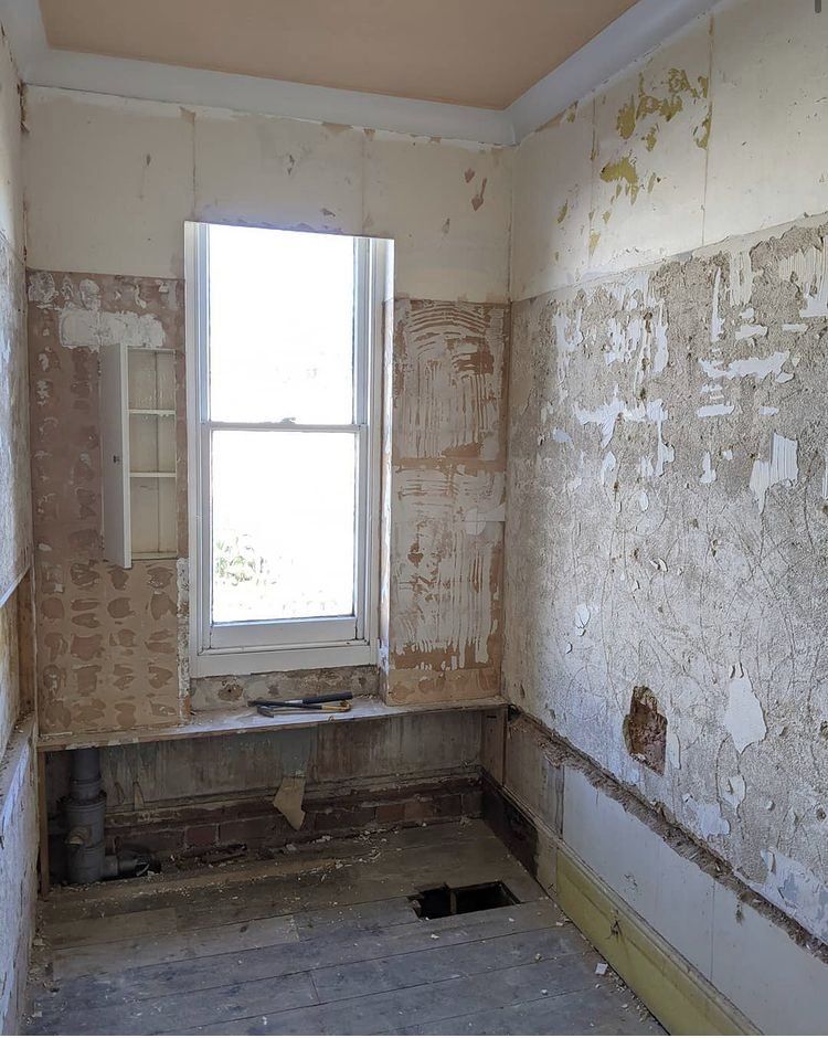 completely stripped back bathroom