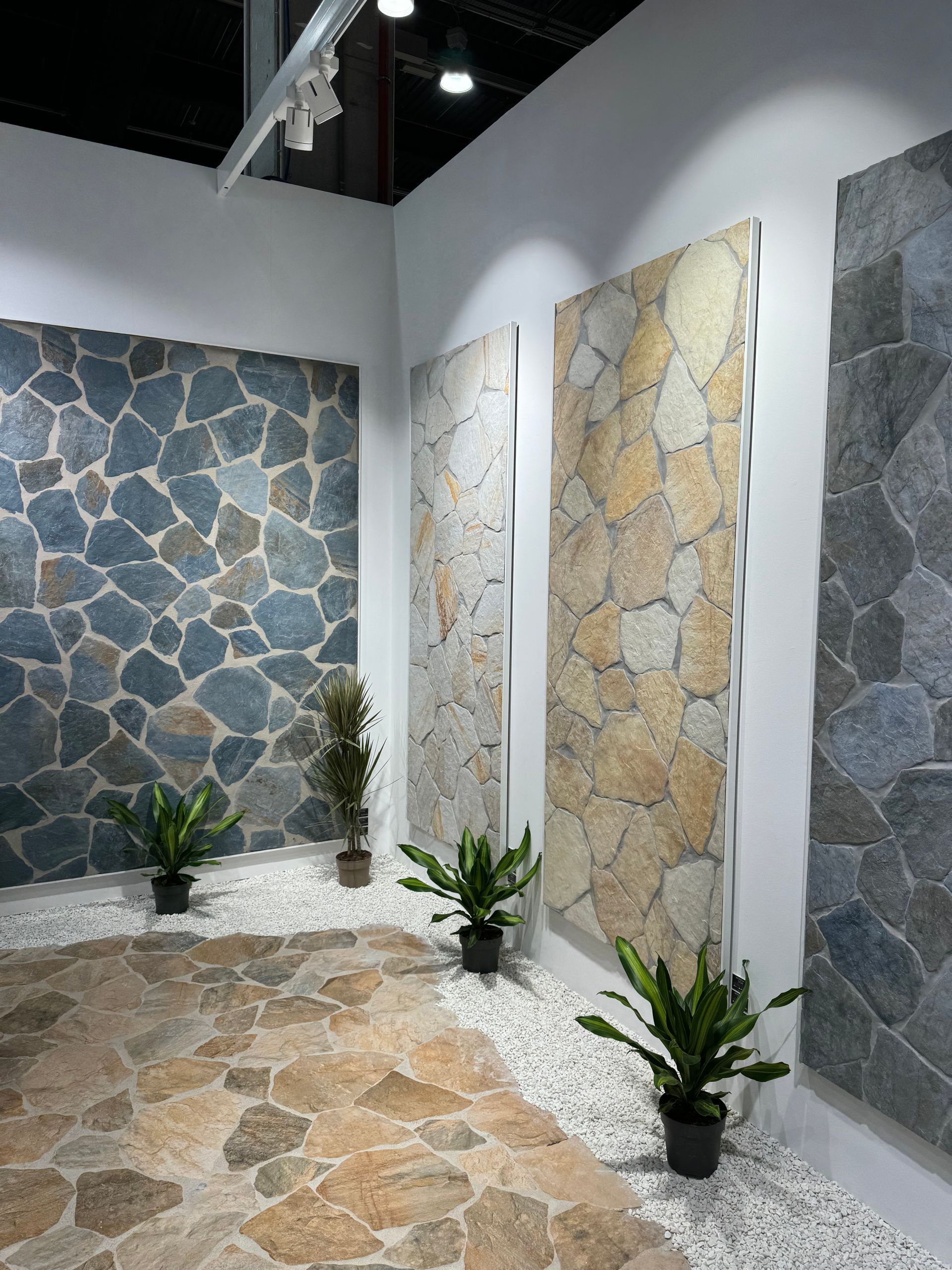 Ravello range on the walls and floor in a showroom