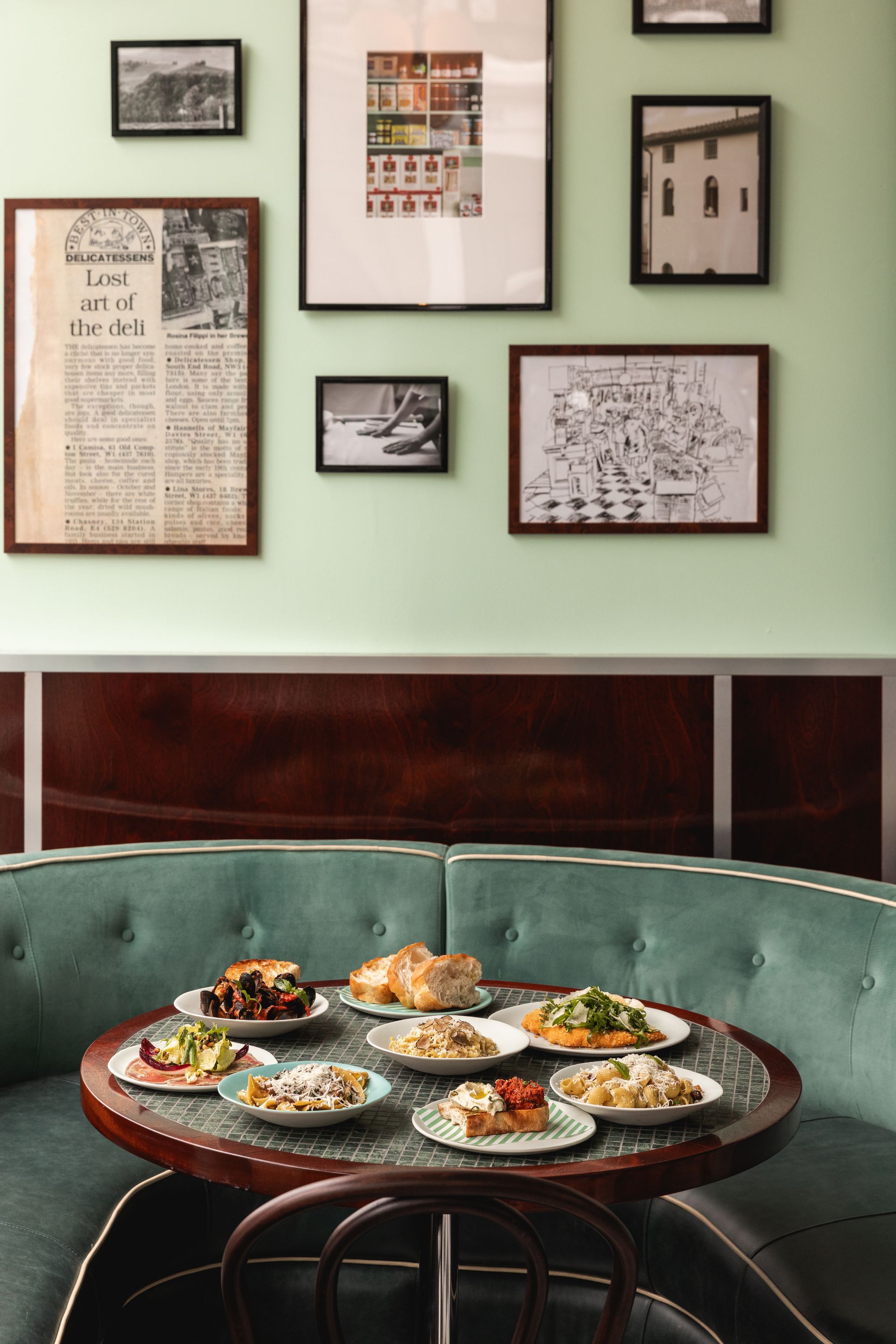 Lina south Kensington with sage wall and green seating