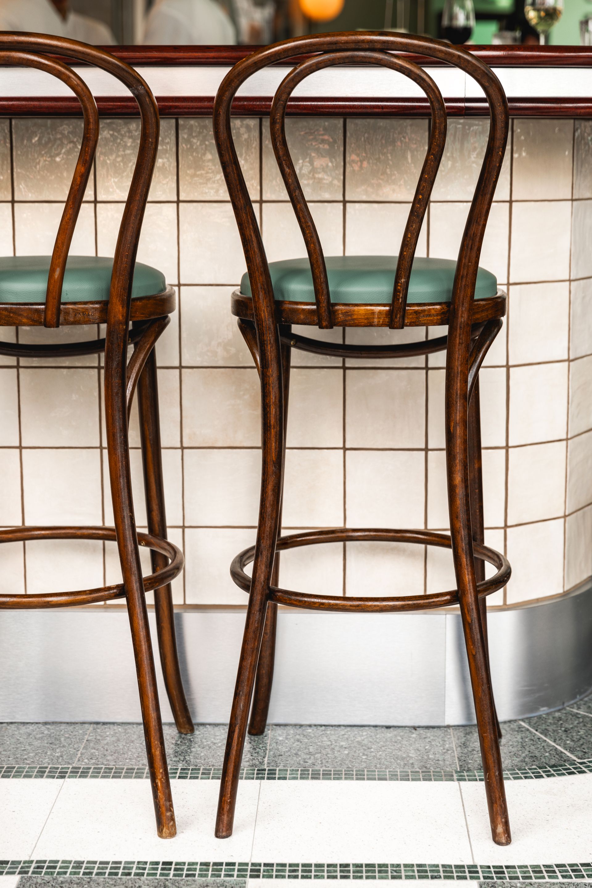 Lyon white square gloss bar tiles used to make the bar in the lina south resturnat