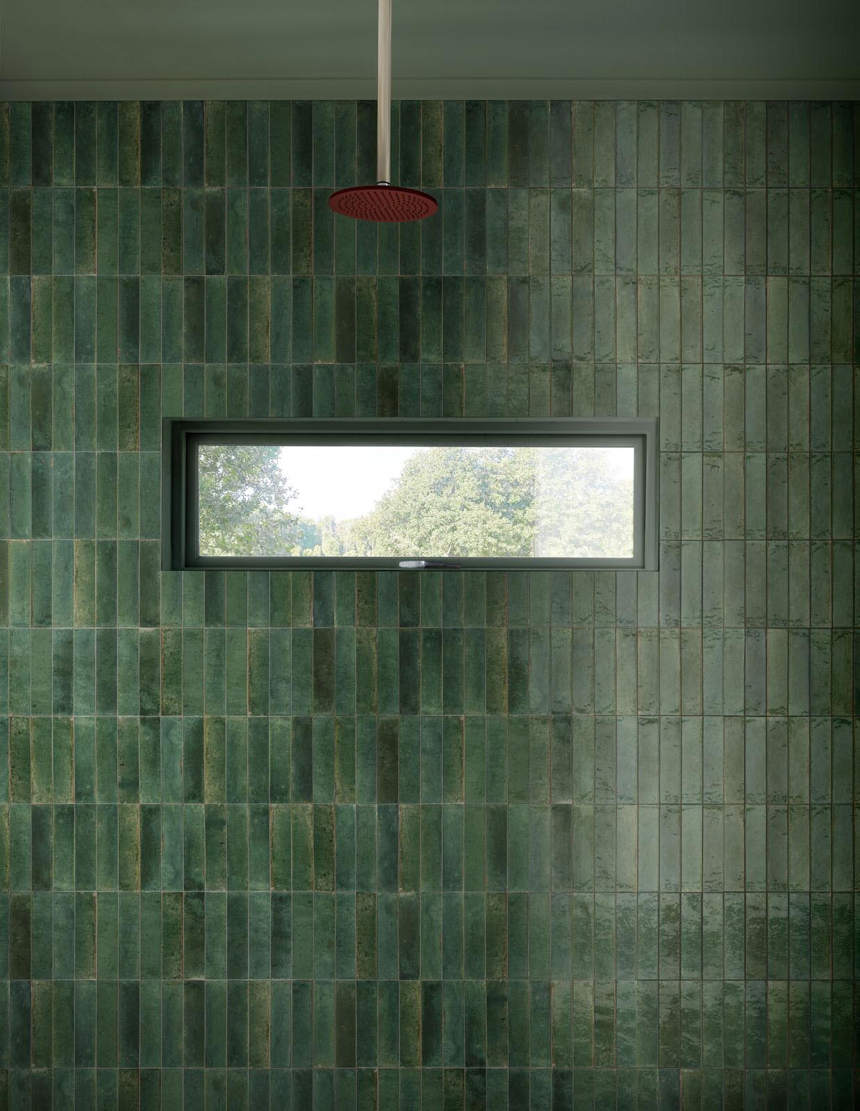 Green bathroom brick tiles 240x60