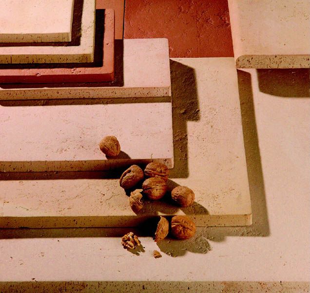 Real terracotta tiles outside with