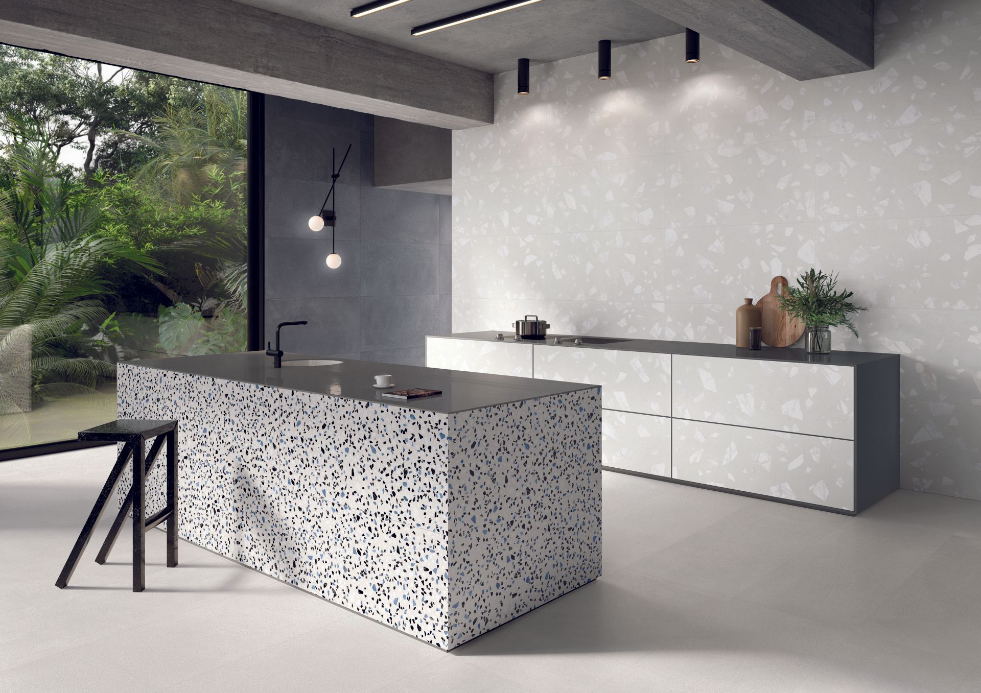 terrazzo tiles in a kitchen design , modern architecture, modern design
