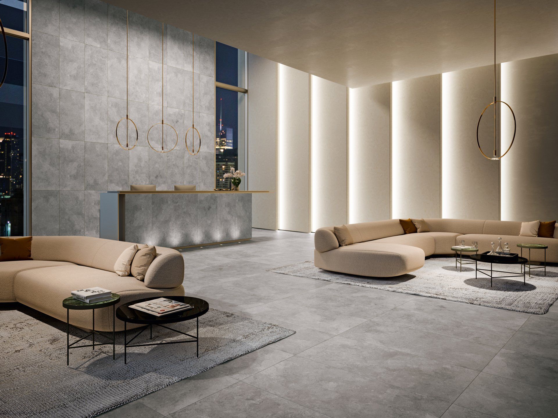 large floor tiles , floor tiles , beige couch